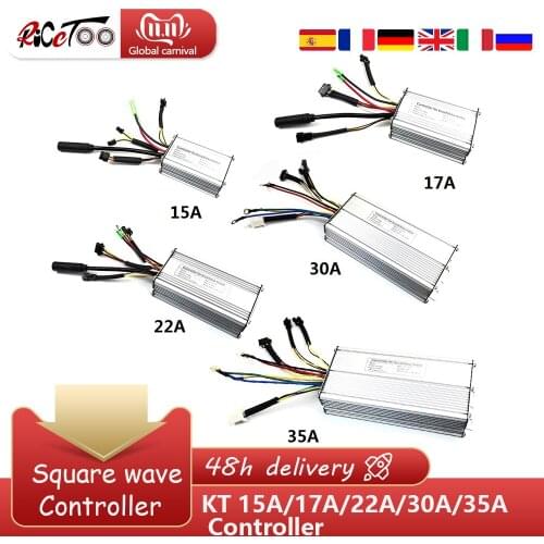 RICETOO Electric Bicycle KT Controller 36V/48V 15A/17A/22A/30A/35A KunTeng Controller Twist Throttle With LCD Display for Ebike