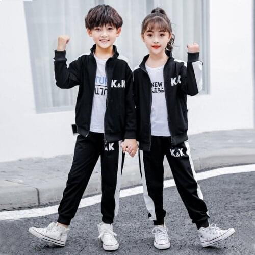 Cool Letter Spring Autumn Girls Clothing Suits Coat+Pants 2pcs/Set Kids Teenager Outwear Sport Beach School High Quality