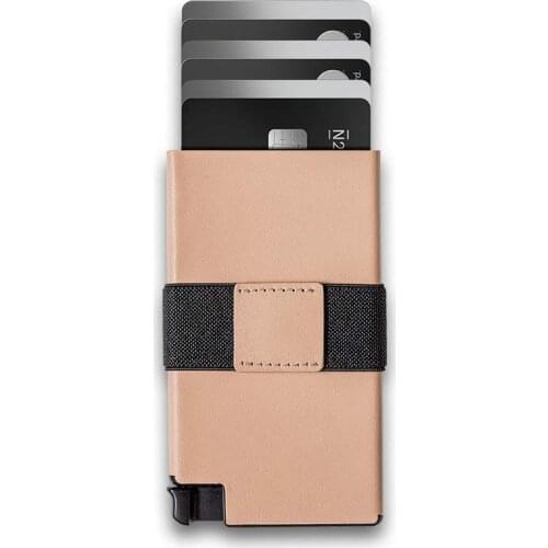 Metal card holder leather foreign trade mens RFID European and American anti-theft brush metal aluminum alloy card holder