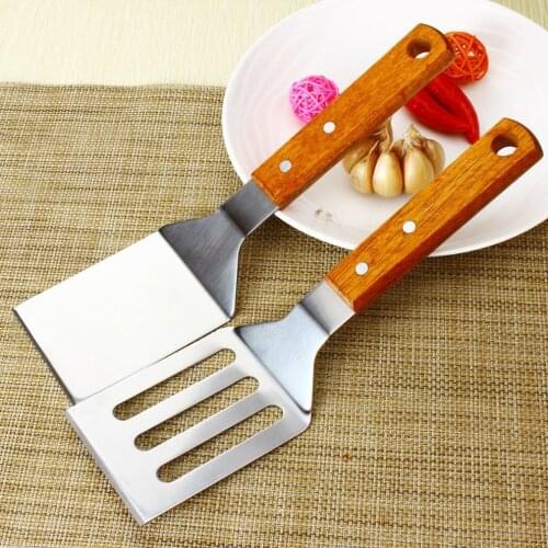 Metal Spatula For Cast Iron Skillet Stainless Steel Grill Spatula Slotted Spatula Turner Fish Spatula With Wood Handle