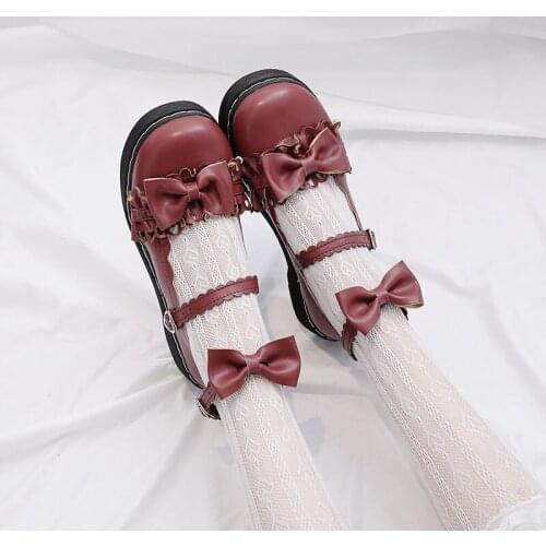 Cute and sweet Lolita girls shoes 2021 new Mary Jane shoes red high heel womens shoes JK shoes Mary Jane shoes womens shoes