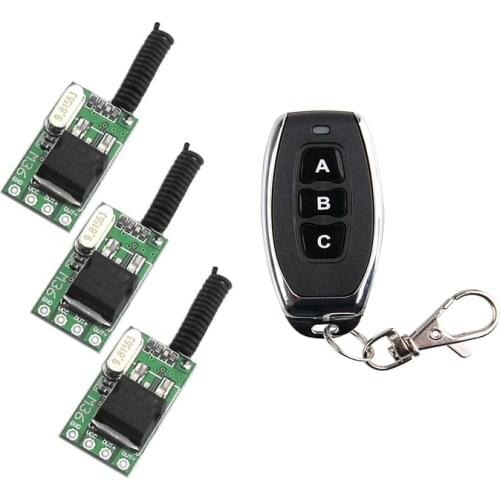 Mini remote control switch silent DC 7V 9V 10V 12V 24V 36V DC7-36V 3 receiver + 1 transmitter Lantern light ribbon