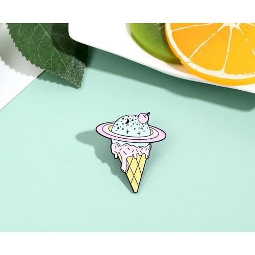 Ice cream planet cream enamel enamel pin brooch k soft personality tapered pin bag lapel badge cute cartoon food jewelry gift