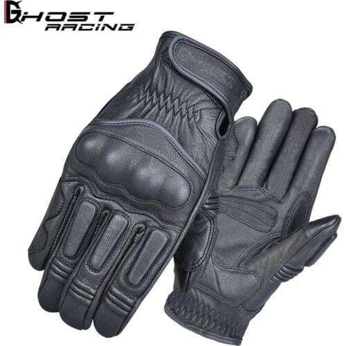 GHOST RACING motorcycle four seasons motorcycle gloves riding leather gloves retro breathable anti-fall touch screen