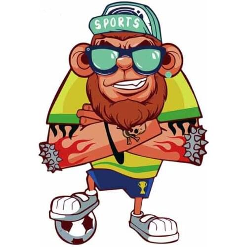 SZWL Cartoon Car Stickers for Gorilla Playing Football Laptop Decal Motorcycle Truck Decoration Auto Accessories Vinyl,13cm*9cm