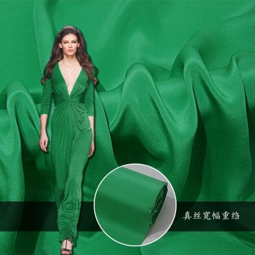 2018 new green 137cm wide 30mm heavy solid color silk Crepe de Chine clothing skirt silk cloth silk printed fabric fashion cloth