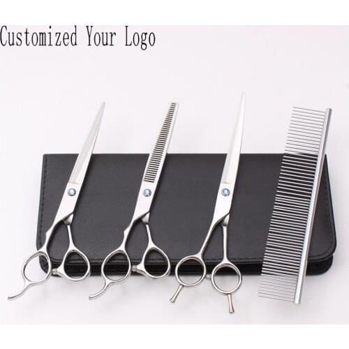 Left-Hand 7" C3006 Customized Logo JP Stainless Dogs Cats Hair Grooming Scissors Regular Scissors Thinning Shears Pets Scissors