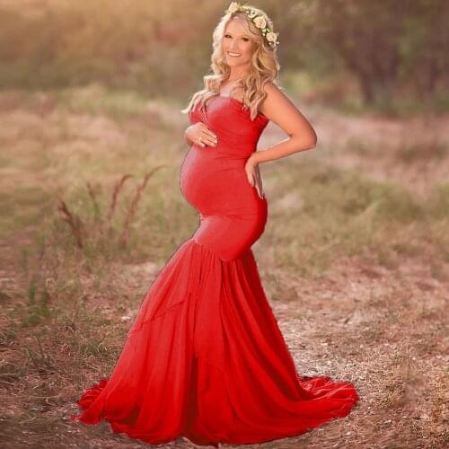 Ruffles Maxi Maternity Gown For Photo Shoots Cute Sexy Maternity Dresses Photography Props 2021 Women Pregnancy Dress Plus Size