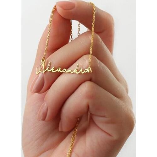 Stainless Steel Handwriting Name Necklace Custom Jewelry Personalized Signature Pendant Necklaces Gold Ketting Collier Femme