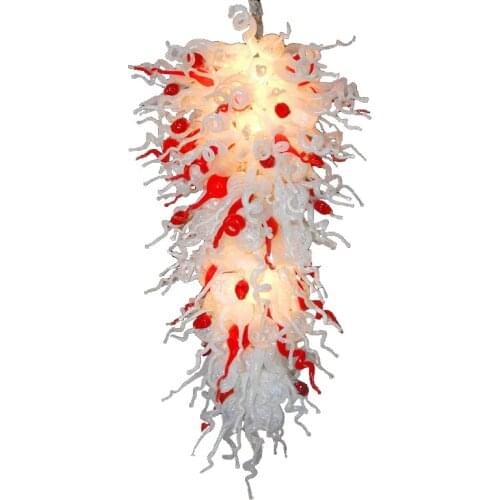 Handmade Blown Pendant Lamp LED Milk White Red Glass Chandelier Light for Home Villa Hotel Art Decor Large Long 72 Inches