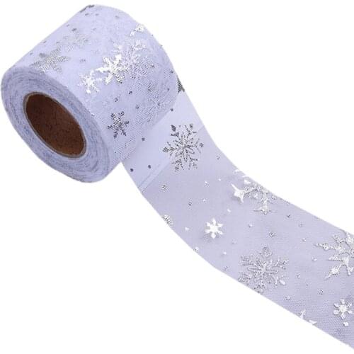 Romantic Tulle Rolls 6cm 25Yards Snowflake Pattern Tulle Netting Tulle For Sewing Birthday Wedding Party Decoration