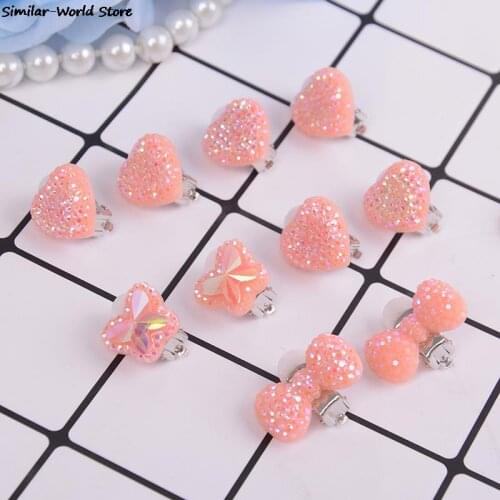 1Pair Heart/Bow/Butterfly Ear Clip Style Earring Soft Invisible Ear Hanging Ear Clip No Piercing Earring For Children Kid
