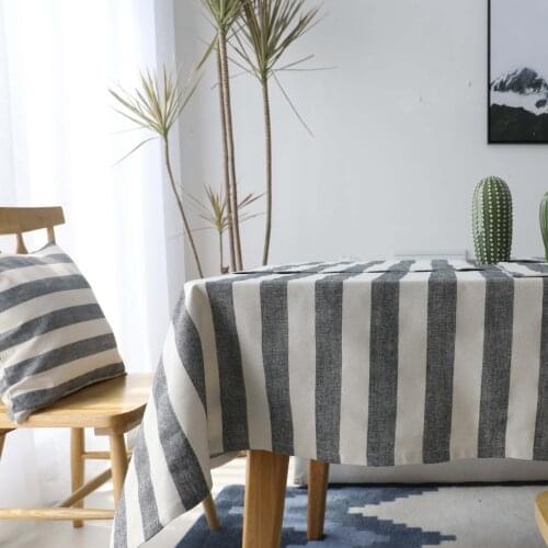 Slow Soul Striped Tablecloth Navy Blue Beige Dyed Cotton Table Cover for Hotel Home Manteles Toalhas De Mesa ZB-109