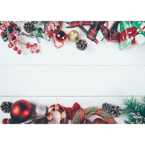 Pine Cones Gifts Christmas Ball Photo Background Vinyl Cloth Backdrop for Children Baby Pets Toy Photocall Photography Props