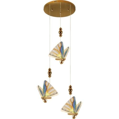 Modern Minimalist Acrylic Colorful Butterfly Chandelier Living Room Villa Insect Home Ceiling Lamp Pendant Indoor Lighting