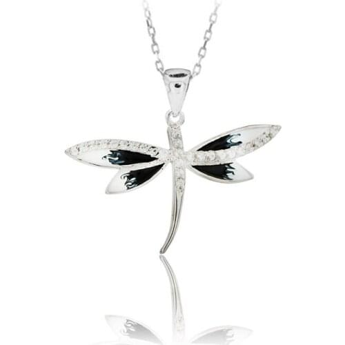 Dragonfly Necklace 925 Sterling Silver Colorful Nature Charm Bridesmade Nature Lover Gift