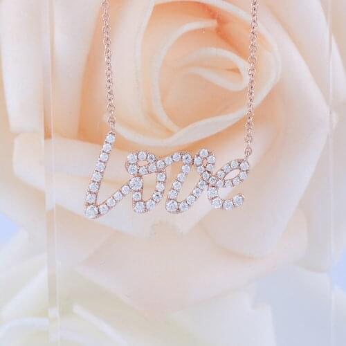 Veryins 18K 750 Rose Gold Love Shaped Moissanite Pendant Necklace for Women