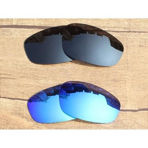 Vonxyz 2 Pairs Stealth Black & Ice Mirror Polycarbonate Replacement Lenses for-Oakley Split Jacket Frame