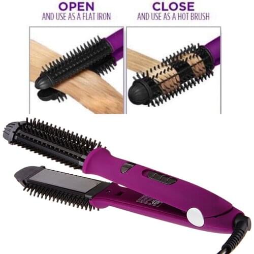 3 In 1 Hair Straightener Hair Curler & Hair Comb Flat Iron Multifunctional Hair Crimper Brush Curling Iron Looper Hair Styles