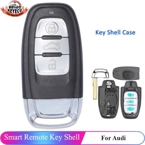 KEYECU Replacement Smart Remote Key Shell Case Fob 3 Button for Audi A3 A4 A5 A6 Q5 Q8 S4 S5 2008-2012 (Shell Only)