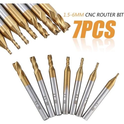 1.5mm-6mm 4 Flutes Milling Cutter CNC Router Bits HSS Cutting End Mill Tools for Metal Cutter Wood Endmill