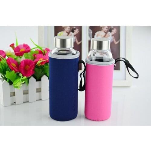 1PC Hot Selling Glass Sport Water Bottle With Protective Bag 280ml 360ml 420ml 550ml Fruit Outdoor Bike Bottles KD 1464