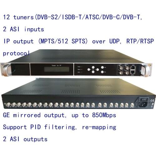12 DVB-S2 to IP/ASI encoder, ISDB-T to IP/ASI output, atsc to IP/ASI encoder,1080P Multi-Channel encoder, DVB-T to IP/ASI