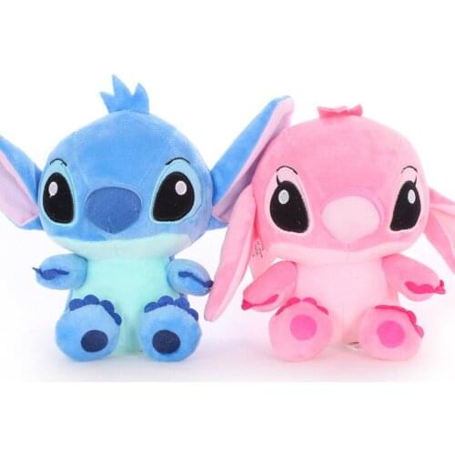 2 pcs/set 20 CM Stitch and girlfriend plush toys disney pink cute Toys Kids Birthday soft Wedding Gift