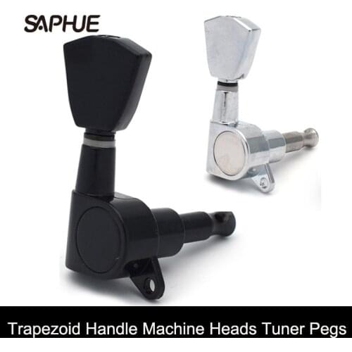 6 Pcs Trapezoid Handle Tuning Pegs Machine Heads Tuner For Acoustic Electric Guitar Chrome/Black/Gold