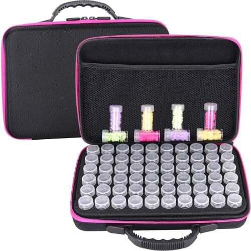60 Bottles Diamond Painting Box Tool Container Storage Box Carry Case Holder Hand Bag Zipper Design Shockproof Durable gift box