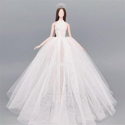 White Wedding Dress for Barbie Doll Princess Evening Party Gown Outfits 1/6 Doll