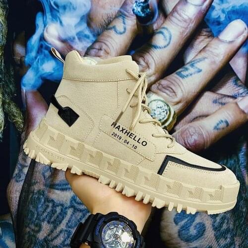 Ankle Boots Men Casual Shoes Lace-Up Autumn Felt Waterproof Work Tooling Mens Boots Military Army Botas Zapatos Platform Boots