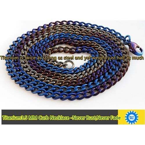 3.5 MM New Pure Titanium Necklace (light but sturdy) Collarbone Pendant Chain (Burning blue)