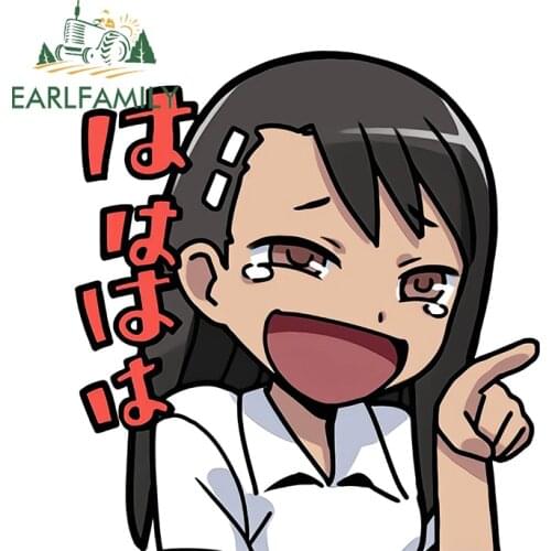 EARLFAMILY 13cm x 12.2cm for Nagatoro Car Stickers Waterproof Sunscreen Decals Car Accessories Windshield Trunk Motorcycle Decor