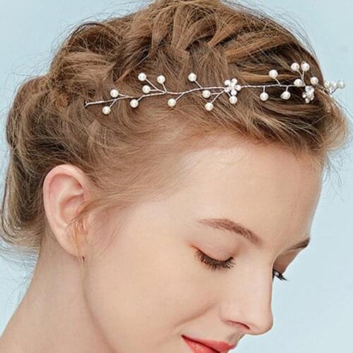 Classic Wedding Bridal Hair Accessories Silver Gold Hiar Band Rhinestones and Pearls Headwear for Elegant and Beautiful Lady