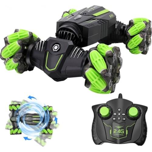 New 2.4G RC Stunt Car 4WD Gesture Induction Dual RC Deformable Off-Road With Light LED Spray Twist RC Racing Car Toys Kids Gift