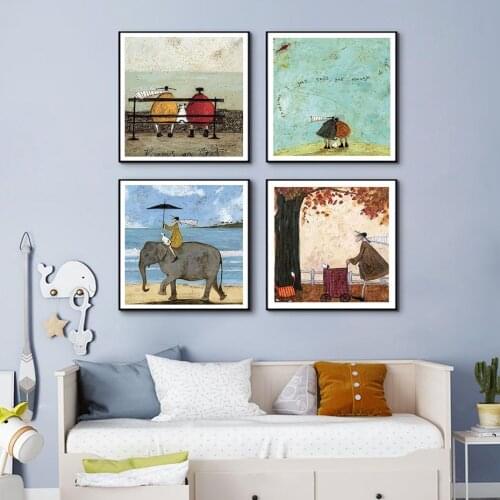 Oil Painting Vintage Poster Retro Decor Canvas Comics Wall Art Pictures for Home Design Paintings for Interior Frameless