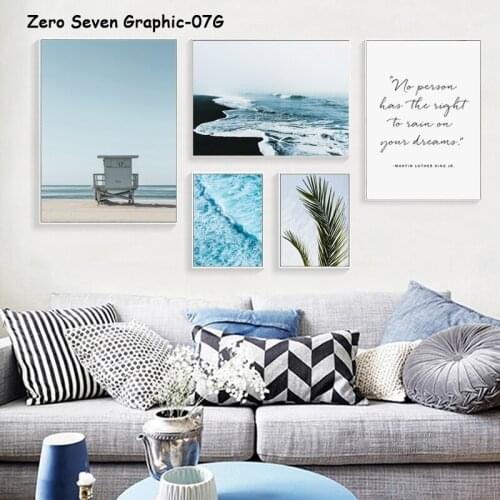 Canvas Painting Beach Blue Sea Palm Tree Leaf Poster And Print Living Room Art Picture Wall Home Decoration