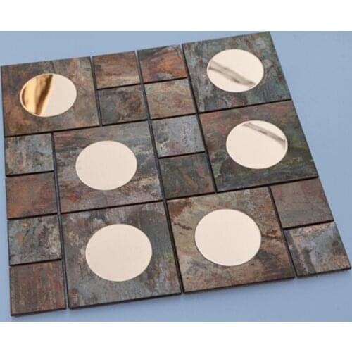 Chinese manufacturers top selling antique mirror copper material metal interior tile for villa bathroom wall decor