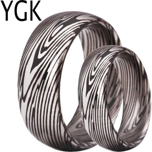 Mens Ring Basic 100% Tungsten Ring for Women Wedding Classic Jewelry Damascus Steel Pattern Engagement Party RING Comfort Fit