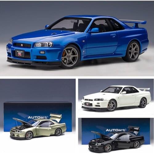 AUTOart 1:18 Nissan Skyline GTR R34 JDM Collection Edition Resin Metal Diecast Model Race Car Ornaments Toys