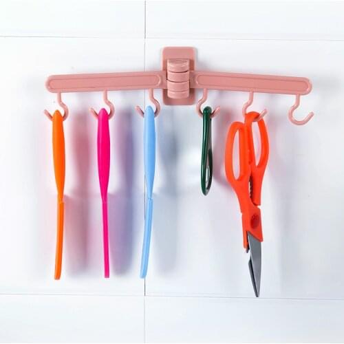 Creative Rotation Kitchen Hangers Wall Hook Plastic Multi-Purpose Adhesive Hooks Bathroom Towel Rack Home Storage Organization