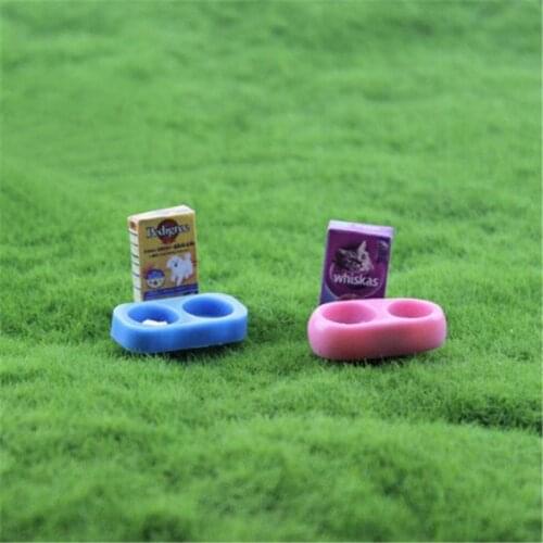Mini Dog 1/12 Cat Pet Food With Plate Simulation Furniture Model Toys For Doll Accessories Decoration Dollhouse Miniature