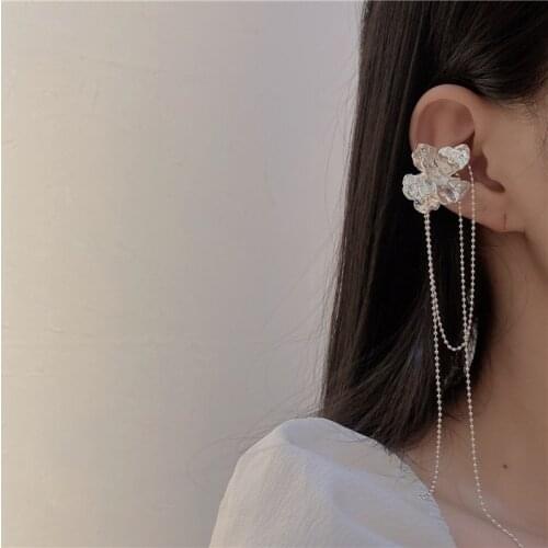 Retro personality geometric texture chain tassel Fashionable and simple All-match earring trend
