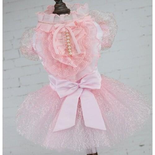 Fashion Princess Pet Dog Wedding Dresses Pet Tutu Skirt Puppy Cat Dress Pet Apparel with satin butterfly tie XS-XL teddy