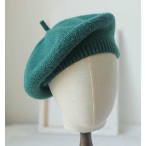 Fashion Girl Beret French Artist Warm Knitting Winter Beanie Hat Retro Vintage Plain Beret Solid Color Elegant Ladies Winter Hat