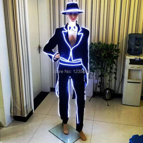 Fashion Led Luminous Ballroom Women Costume Sexy Lady Singer Dancing Nightclub Party Stage Dress Clothing