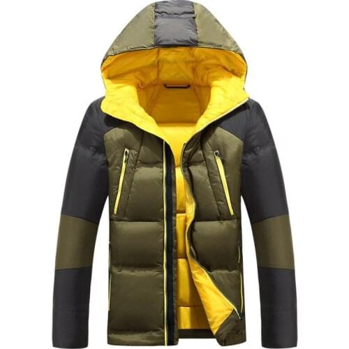 2020 Winter New Mens White Duck Down Jacket Fashion Casual Thicken Hooded Warm Cold Resistant Coat Male Brand Clothes