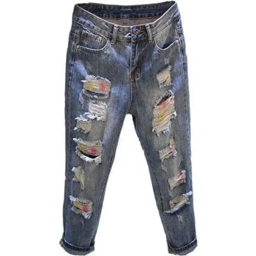 2021New Jeans Women Embroidered Trousers Ladies Spring And Autumn Plus Size High Waist Trousers Pattern Harem Pants Clothing 129