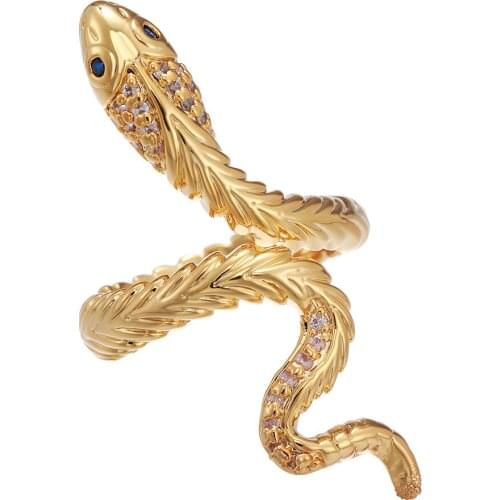 New Ins Creative Metal Snake Ring Simple Retro Opening Adjustable Zircon Snake Ring Fors Women Girls Fashion Jewelry Gift
